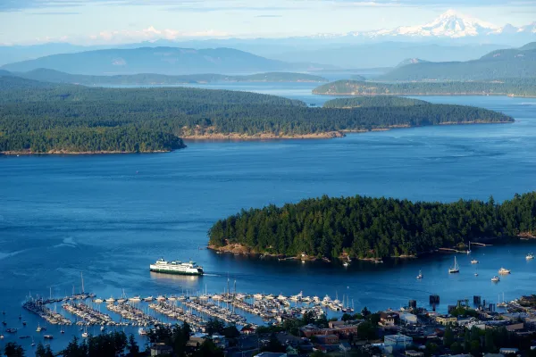 Washington State Ferry with Mt Baker