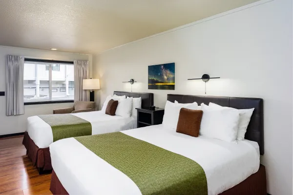 Earthbox Inn - San Juan Island Washington - Earth Place downstairs view of both beds and window