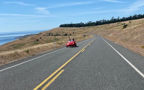 Scootcar on Cattlepoint Road, San Juan Island