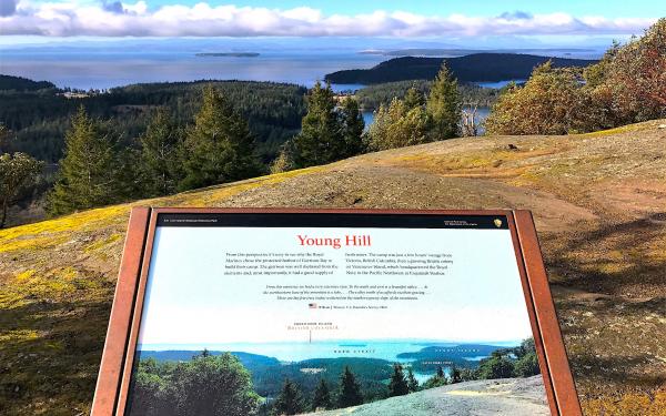 Hiking at Mt Young on San Juan Island, Washington