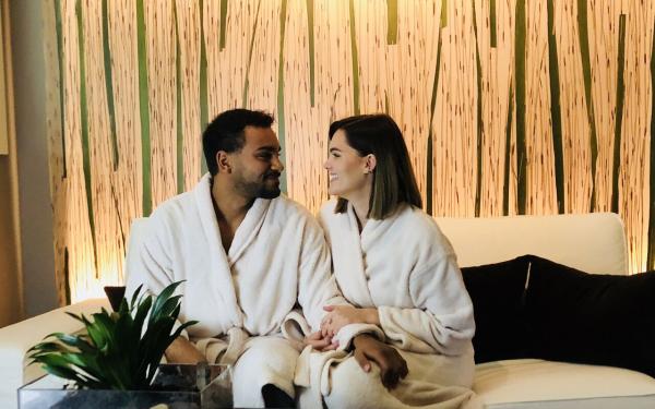 Attractive couple at the Spa at Earthbox on San Juan Island, Washington