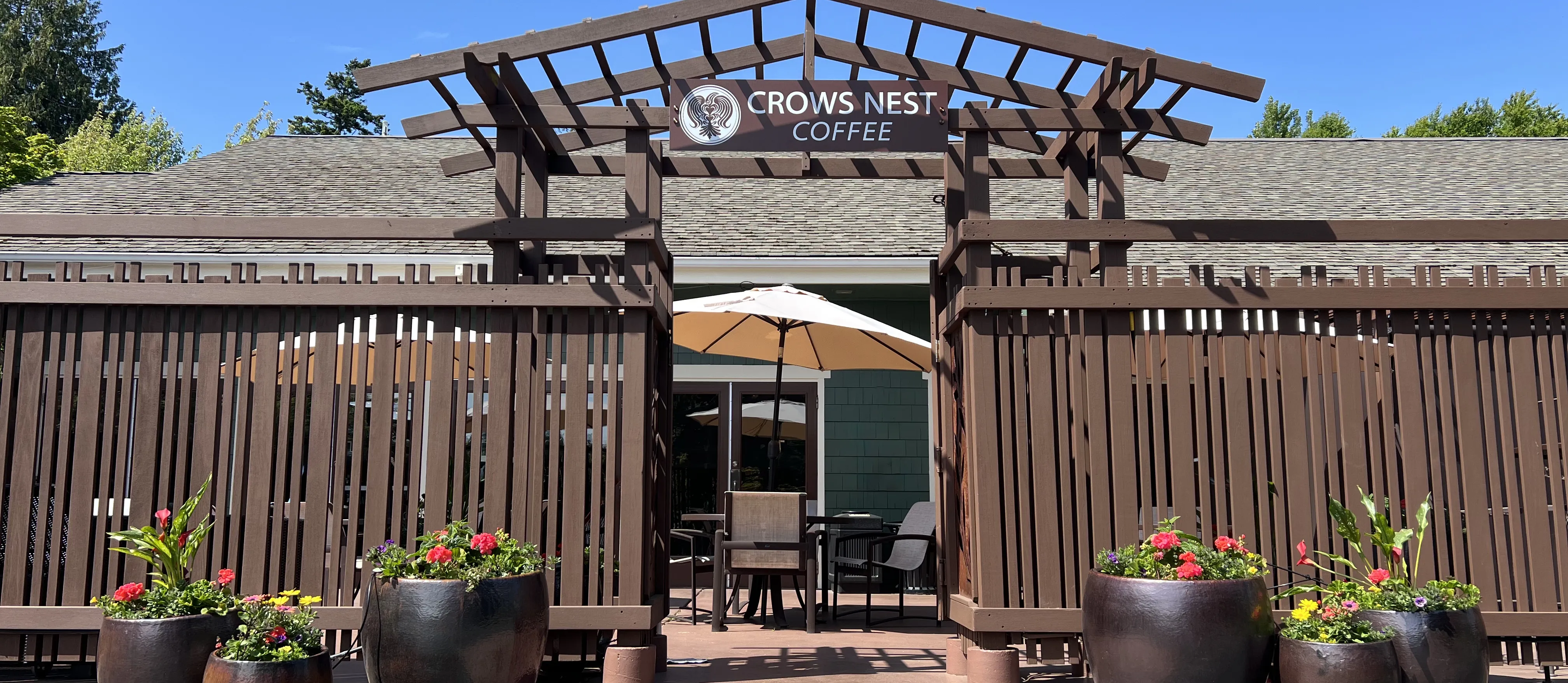 Crows Nest Coffee Shop sign at Earthbox Inn & Spa on San Juan Island, Friday Harbor, Washington