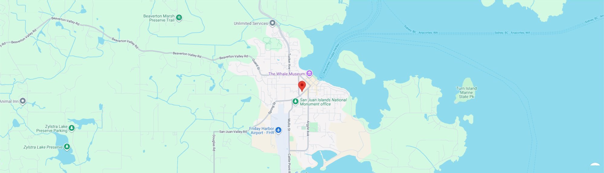 Map showing 410 Spring St, Friday Harbor, WA 98250